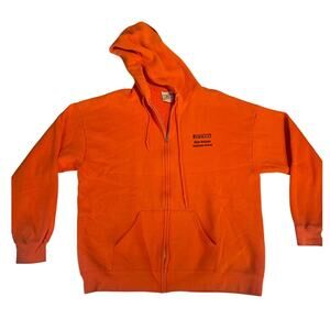 Lee Heavyweight Safety Orange Full Zip Hoodie Men's XL Pirelli High Voltage Logo